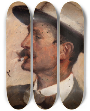 Triptych art skateboard deck of Peder Severin Kryer Hans Gyde Petersen by Peder Severin Kroyer (1851-1909)