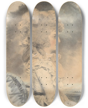 Triptych art skateboard deck of John Downman Mrs Palmer by John Downman (1750-1824)