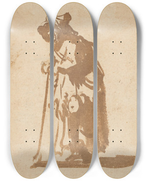 Triptych art skateboard deck of Rembrandt Van Rijn Beggar Woman Leaning On A Stick_1 by Rembrandt Van Rijn (1606-1669) Triptych art skateboard deck of Rembrandt Van Rijn Beggar Woman Leaning On A Stick_1 by Rembrandt Van Rijn (1606-1669)