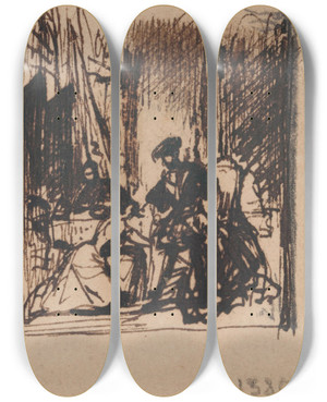 Triptych art skateboard deck of Nicaise De Keyser Historical Scene_7 by Nicaise De Keyser (1813-1887)