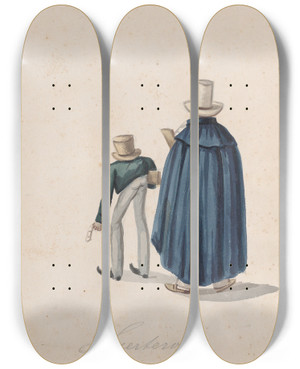 Triptych art skateboard deck of Francisco Fierro Two Fortune Tellers by Francisco Fierro (1807-1879)