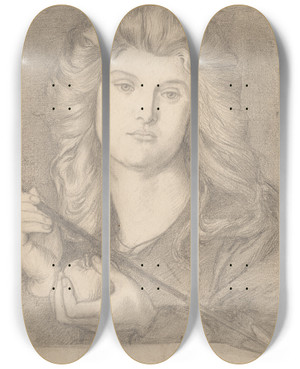 Triptych art skateboard deck of Dante Gabriel Rossetti Study For Venus Verticordia by Dante Gabriel Rossetti (1828-1882)