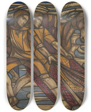 Triptych art skateboard deck of Richard Nicolas Roland Holst Ontwerp Voor Raam In Het Nederlands Paviljoen Op De Tentoonstelling Arts Dcoratifs Te Parijs 1925_8 by Richard Nicolaus Roland Holst (1868-1938)