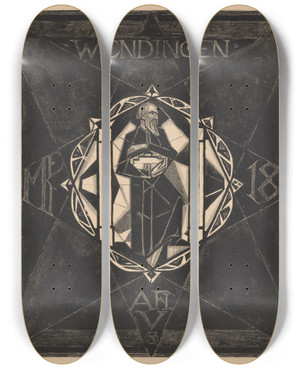 Triptych art skateboard deck of Richard Nicolas Roland Holst Omslagontwerp Voor Wendingen 1918_2 by Richard Nicolaus Roland Holst (1868-1938) Triptych art skateboard deck of Richard Nicolas Roland Holst Omslagontwerp Voor Wendingen 1918_2 by Richard Nicolaus Roland Holst (1868-1938)