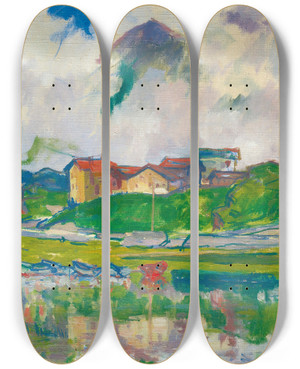Triptych art skateboard deck of Giovanni Giacometti Maloja by Giovanni Giacometti (1868-1933)