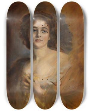 Triptych art skateboard deck of Franz Von Lenbach Lolita Grfin Von Zeppelin by Franz Von Lenbach (1836-1904)