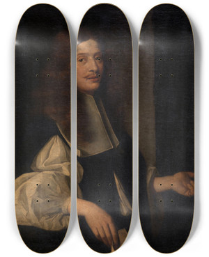 Triptych art skateboard deck of Benjamin Von Block Portrait Of A Man by Benjamin Von Block (1631-1690)