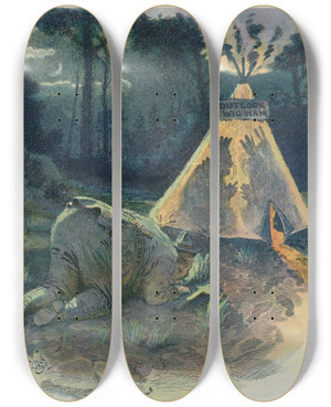 Triptych art skateboard deck of Will Crawford The Boy Scout by Will Crawford (1869-1944)