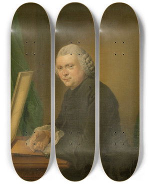 Triptych art skateboard deck of Jacobus Buys Portrait Of Cornelis Ploos Van Amstel by Jacobus Buys (1724-1801)