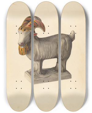 Triptych art skateboard deck of Mina Lowry Goat_1 by Mina Lowry (1894-1942)