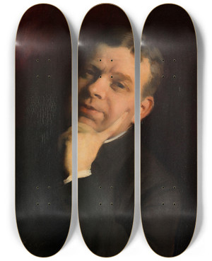 Triptych art skateboard deck of Charles Giron Constant Coquelin Dit Coquelin Ain 18411909 Socitaire De La Comdiefranaise by Charles Giron (1850-1914)