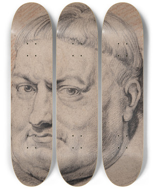 Triptych art skateboard deck of Willem Panneels Hoved Af En Munk Kvartprofil Tv by Willem Panneels (1600-1634)