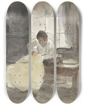 Triptych art skateboard deck of Adolf Le Comte Naaister by Adolf Le Comte (1850-1921)