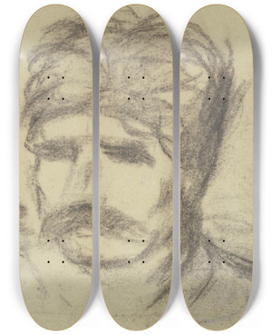 Triptych art skateboard deck of Mathilde Battenberg Albert Schweitzer_1 by Mathilde Battenberg