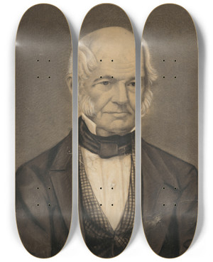 Triptych art skateboard deck of L Wieser James L Edwards by L Wieser (1881)