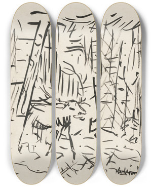 Triptych art skateboard deck of Arnold Peter Weiszkubnan Deer by Arnold Peter Weisz-Kubnan (1898-1944)