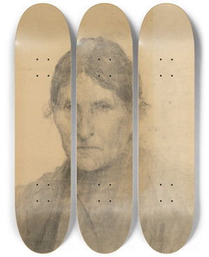 Triptych art skateboard deck of Elemr Halszhradil Tdia Eny_2 by Elemir Halasz Hradil (1873-1948)