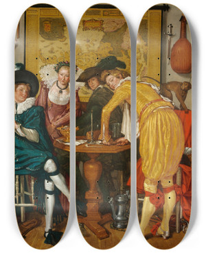 Triptych art skateboard deck of Willem Pietersz Buytewech Merry Company by Willem Pietersz Buytewech (1592-1624) Triptych art skateboard deck of Willem Pietersz Buytewech Merry Company by Willem Pietersz Buytewech (1592-1624)