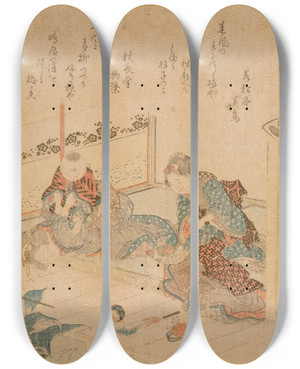 Triptych art skateboard deck of Katsushika Hokusai Abalone by Katsushika Hokusai (1760-1849)