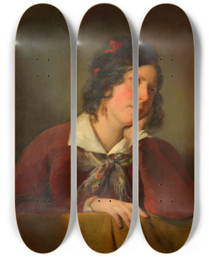 Triptych art skateboard deck of Friedrich Von Amerling Antonie Amerling Mit Aufgesttztem Kopf 1 Gattin Des Knstlers by Friedrich Von Amerling (1803-1887)