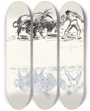 Triptych art skateboard deck of Leo Gestel Betere In Gemeenschap by Leo Gestel (1881-1941)