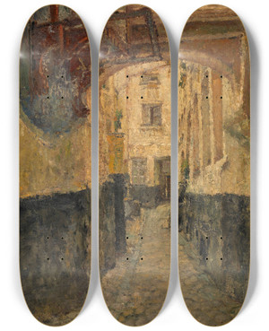 Triptych art skateboard deck of Ren Bosiers Archway by Rene Bosiers (1875-1927)