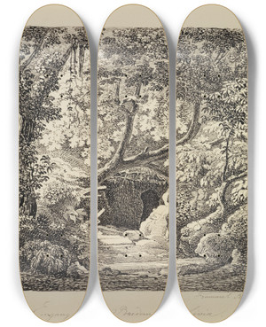 Triptych art skateboard deck of Carl Ludwig Frommel Eingang Zu Den Bdern Der Livia by Carl Ludwig Frommel (1789-1863)