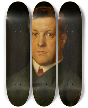 Triptych art skateboard deck of Fritz Boehle Bildnis Heinrich Sexauer by Fritz Boehle (1873-1916)