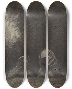 Triptych art skateboard deck of Odilon Redon Quasimodo_1 by Odilon Redon (1840-1916)