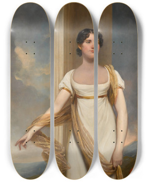 Triptych art skateboard deck of Martin Archer Shee Portrait Of A Lady by Martin Archer Shee (1769-1850)
