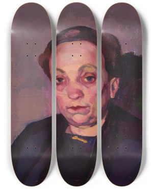 Triptych art skateboard deck of Nikolai Triik Portrait Of O Martna by Nikolai Triik (1884-1940)