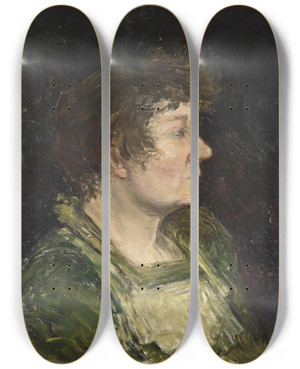 Triptych art skateboard deck of Karl Nordstrm The Artists Wife Tekla Lindestrm by Karl Nordstrom (1855-1923)