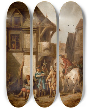 Triptych art skateboard deck of Henryk Pillati Return Of The Lisowczycy by Henryk Pillati (1832-1894)