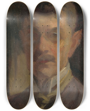 Triptych art skateboard deck of Udovt Pitthordt Selfportrait by udovt Pitthordt (1860-1946)