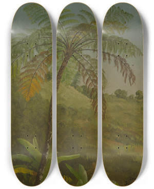 Triptych art skateboard deck of Frederic Edwin Church Palm Tree Jamaica by Frederic Edwin Church (1826-1900) Triptych art skateboard deck of Frederic Edwin Church Palm Tree Jamaica by Frederic Edwin Church (1826-1900)