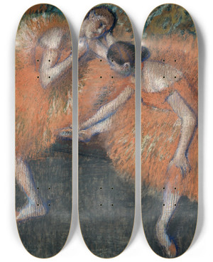 Triptych art skateboard deck of Edgar Degas Two Dancers_3 by Edgar Degas (1834-1917)