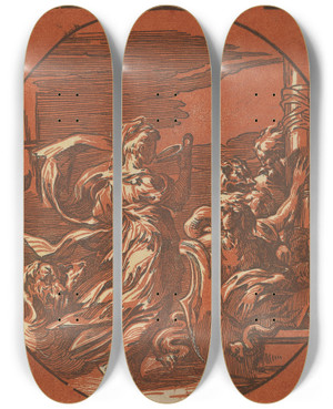 Triptych art skateboard deck of After Parmigianino Circe by After Parmigianino (1503-1540)