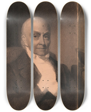 Triptych art skateboard deck of Eastman Johnson John Quincy Adams by Eastman Johnson (1824-1906)