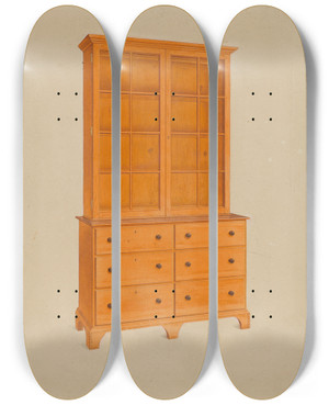 Triptych art skateboard deck of John W Kelleher Shaker Cabinet_1 by John W Kelleher
