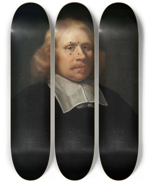 Triptych art skateboard deck of Jrgen Ovens Portrait Of A Man by Jurgen Ovens (1623-1678)