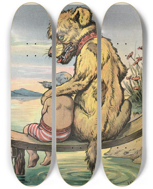 Triptych art skateboard deck of John Samuel Pughe Me And Jack by John Samuel Pughe (1870-1909)