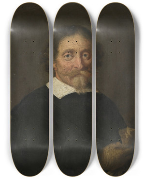 Triptych art skateboard deck of Herman Meynderts Doncker Portrait Of A Man by Herman Meynderts Doncker (17-)