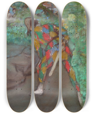 Triptych art skateboard deck of Edgar Degas Harlequin by Edgar Degas (1834-1917)