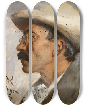 Triptych art skateboard deck of Peder Severin Kryer Julius Paulsen by Peder Severin Kroyer (1851-1909)
