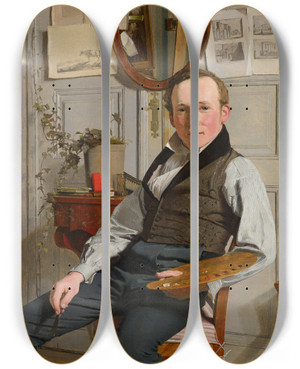 Triptych art skateboard deck of Christen Kbke Portrait Of Frederik Sdring by Christen Kobke (1810-1848)