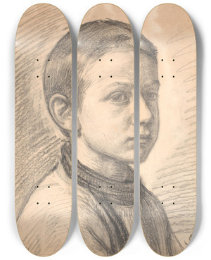 Triptych art skateboard deck of Joakim Skovgaard Portrt Af Maleren Jth Skovgaard Som Dreng by Joakim Skovgaard (1856-1933)