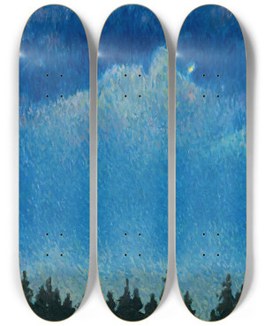 Triptych art skateboard deck of Giovanni Giacometti Mondschein by Giovanni Giacometti (1868-1933)