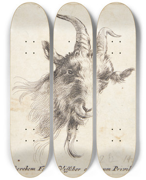 Triptych art skateboard deck of Nicolaes Pietersz Berchem Gedehoved Vendt Mod Hjre_1 by Nicolaes Pietersz Berchem (1620-1683)