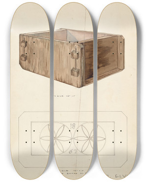 Triptych art skateboard deck of Roberta Elvis Cheese Mold by Roberta Elvis