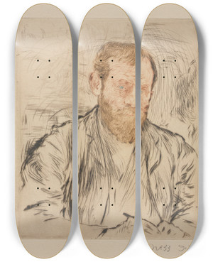 Triptych art skateboard deck of Jean Franois Raffalli Selfportrait by Jean Francois Raffaelli (1850-1924)